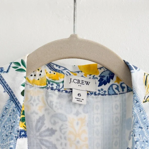 J.Crew Factory Collared Patchwork Beachy Tiered Cotton Midi Dress - Picture 6 of 8